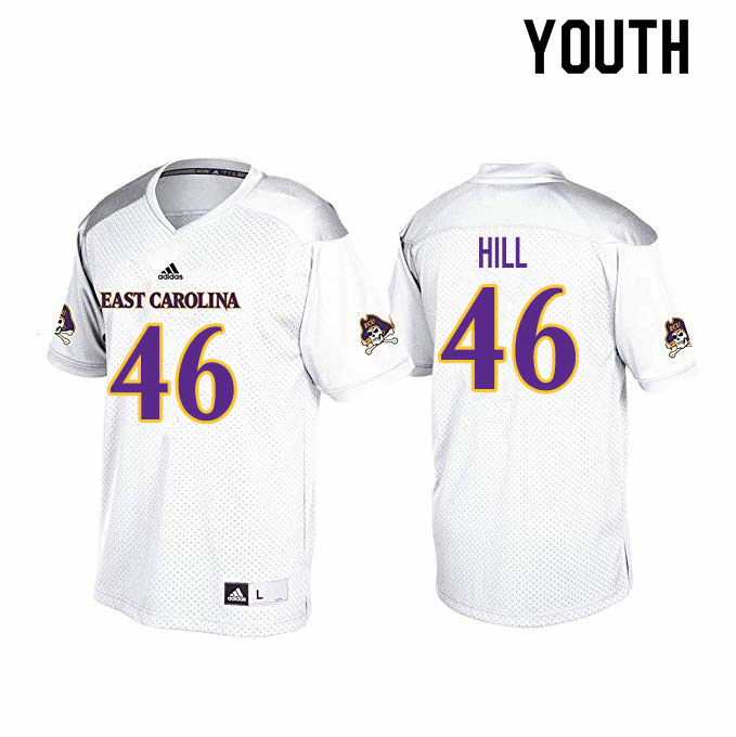 Youth #46 Robert Hill ECU Pirates College Football Jerseys Sale-White - Click Image to Close